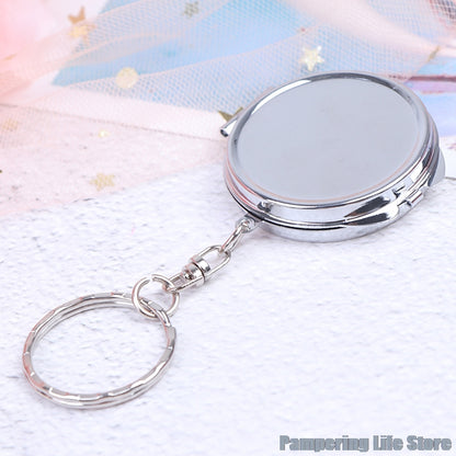 Pocket Compact Makeup Cosmetic Mirror, Portable Key Chain Folding Mirror With Key Ring, Small Travel Mirror Gift