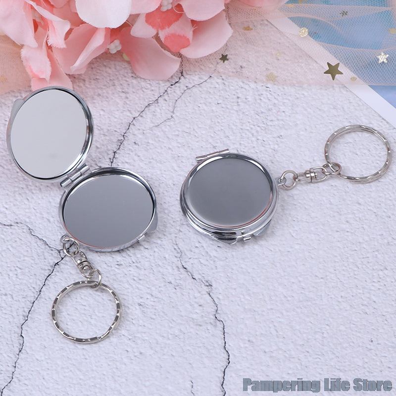 Pocket Compact Makeup Cosmetic Mirror, Portable Key Chain Folding Mirror With Key Ring, Small Travel Mirror Gift