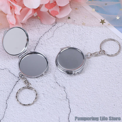 Pocket Compact Makeup Cosmetic Mirror, Portable Key Chain Folding Mirror With Key Ring, Small Travel Mirror Gift