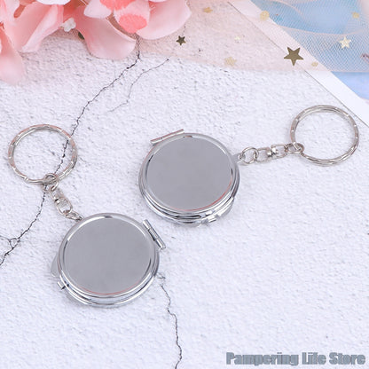 Pocket Compact Makeup Cosmetic Mirror, Portable Key Chain Folding Mirror With Key Ring, Small Travel Mirror Gift