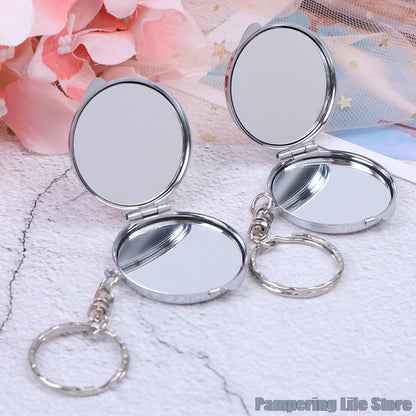 Pocket Compact Makeup Cosmetic Mirror, Portable Key Chain Folding Mirror With Key Ring, Small Travel Mirror Gift