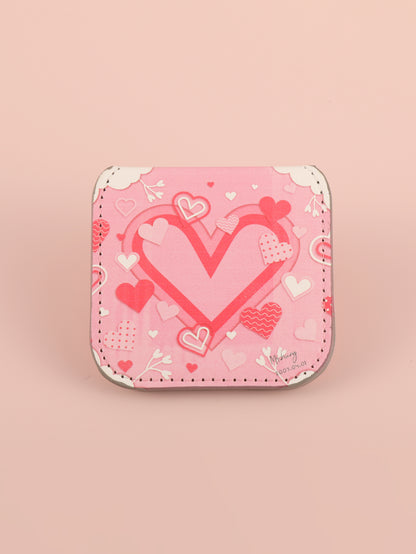 Portable Square Stainless Steel Makeup Mirror, Printed Pattern, Anti Fall, Dirt Resistant, Desktop Handheld Pocket
