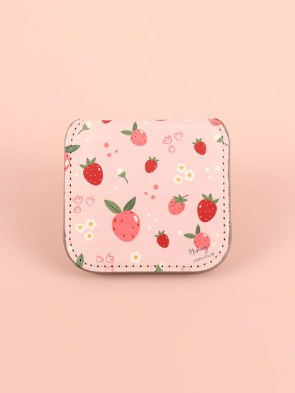 Portable Square Stainless Steel Makeup Mirror, Printed Pattern, Anti Fall, Dirt Resistant, Desktop Handheld Pocket