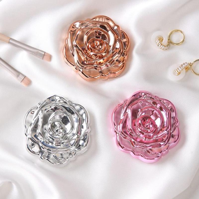 Rose Flower Portable Mini Mirror, Double Sided Small Pocket Makeup Mirror, Compact Hand Mirror for Travel and Beauty