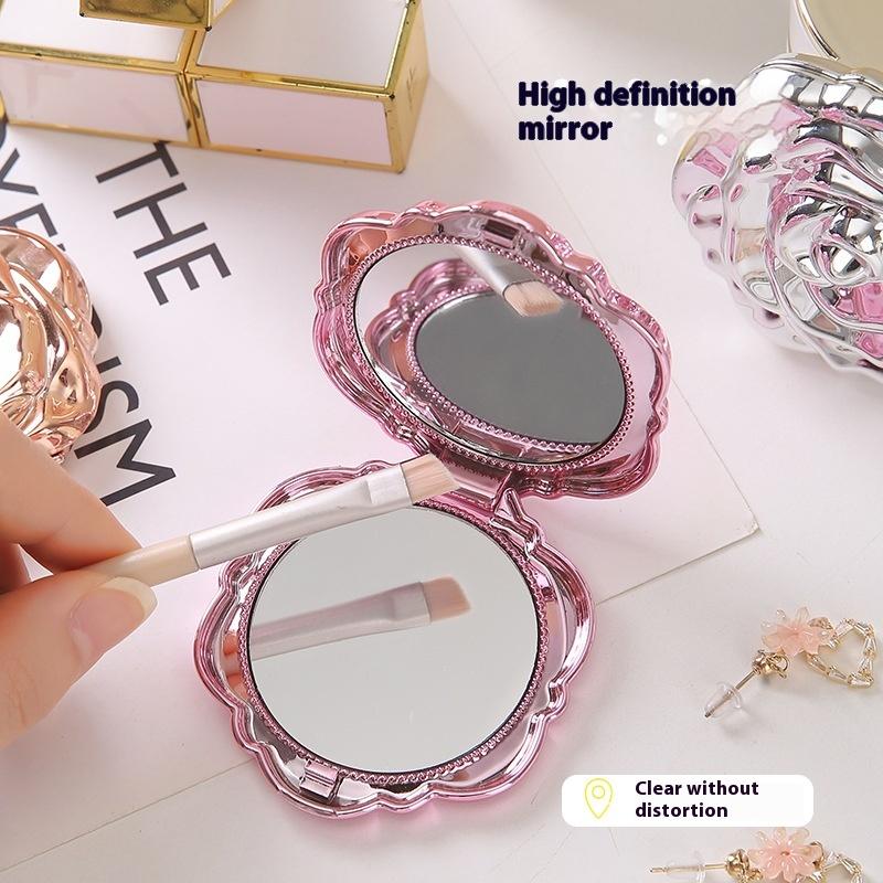 Rose Flower Portable Mini Mirror, Double Sided Small Pocket Makeup Mirror, Compact Hand Mirror for Travel and Beauty
