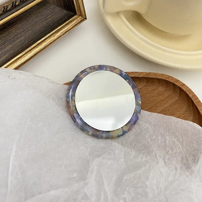 Portable Mini Round Makeup Mirror Simple Acetate Small Round Mirror Small Zebra Pattern Travel Make 2