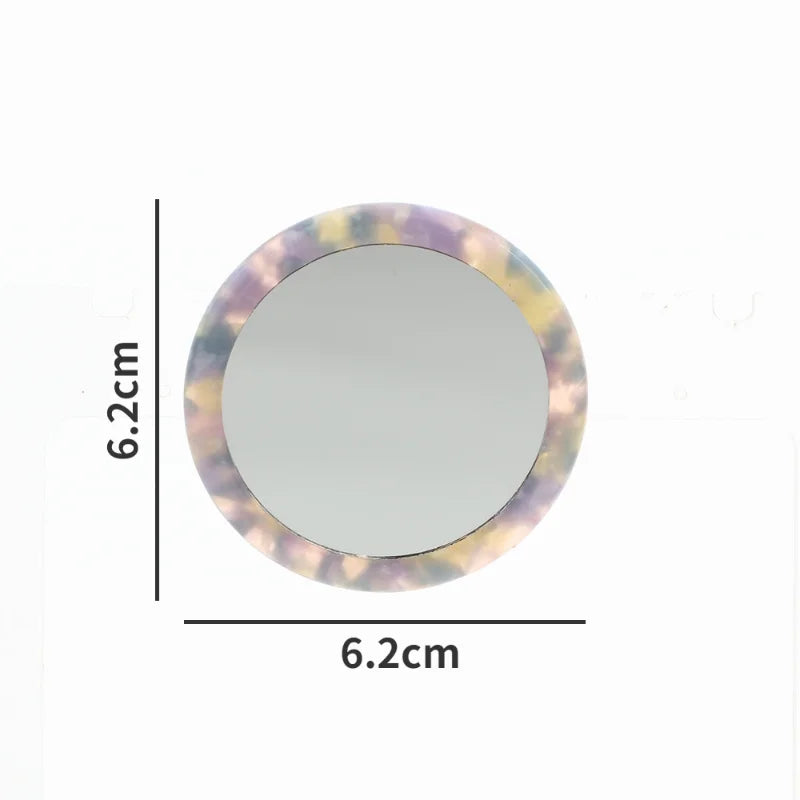 Portable Mini Round Makeup Mirror Simple Acetate Small Round Mirror Small Zebra Pattern Travel Make 5