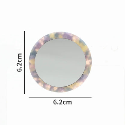Portable Mini Round Makeup Mirror Simple Acetate Small Round Mirror Small Zebra Pattern Travel Make 5