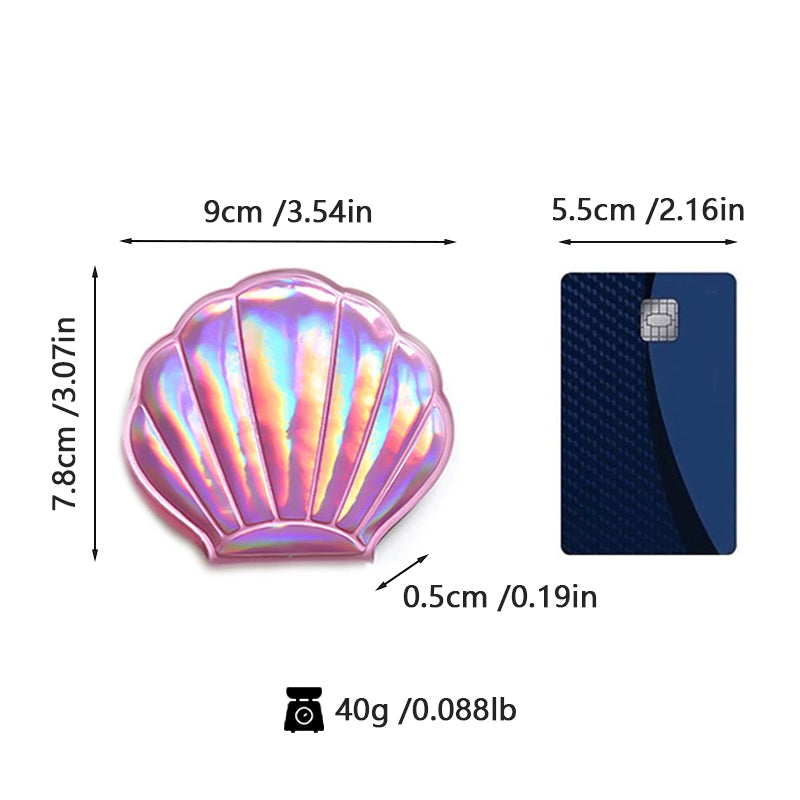 Portable Color Shell Shape Makeup Mirror Double Sided Magnifying Mirror Travel Beauty Cosmetic Tool 1