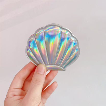 Portable Color Shell Shape Makeup Mirror Double Sided Magnifying Mirror Travel Beauty Cosmetic Tool 9