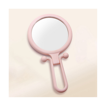 Double Sided Folding Makeup Mirror, 10X Handheld Magnifier, Portable Handheld Mirror with Adjustable Handle for Beauty