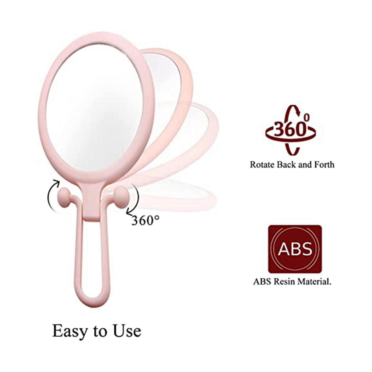 Double Sided Folding Makeup Mirror, 10X Handheld Magnifier, Portable Handheld Mirror with Adjustable Handle for Beauty