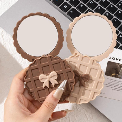 Portable Waffle Shape Double-Sided Makeup Mirror, Compact Pocket Handheld, Personalized Cosmetic Party Favor Gift