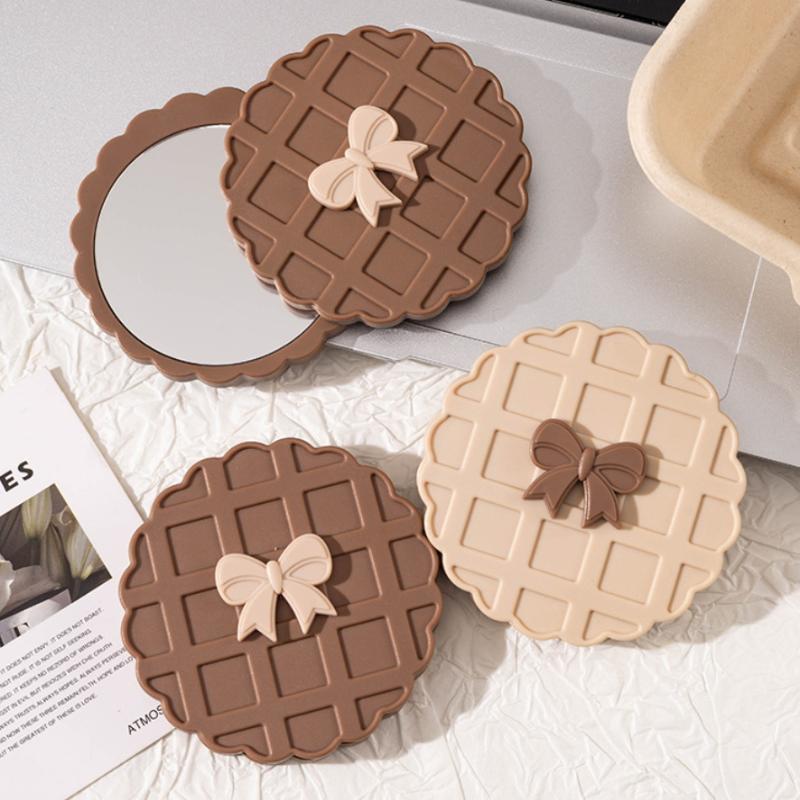 Portable Waffle Shape Double-Sided Makeup Mirror, Compact Pocket Handheld, Personalized Cosmetic Party Favor Gift