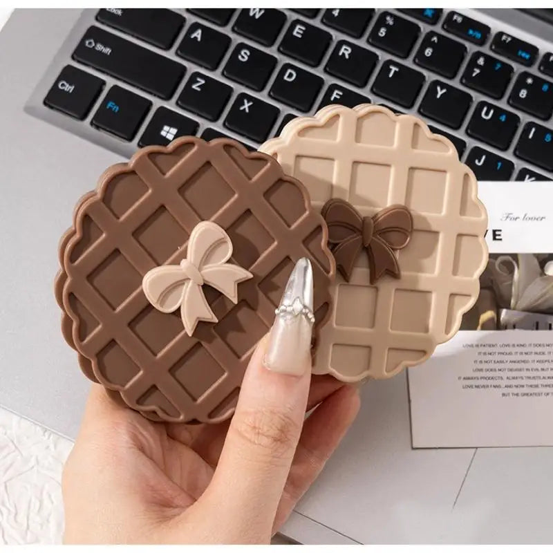 Portable Waffle Shape Double-Sided Makeup Mirror, Compact Pocket Handheld, Personalized Cosmetic Party Favor Gift