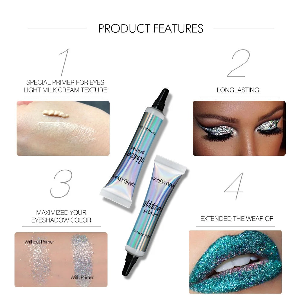 Glitter Eyeshadow Primer for Women, Long Lasting Eye Makeup Base, Light Milk Cream Texture Cosmetic Primer