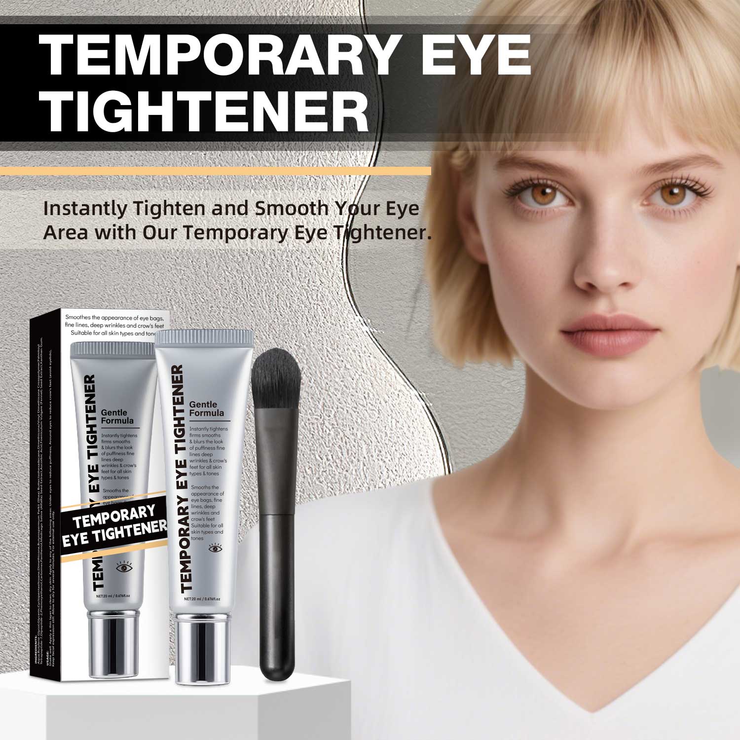 Instant Eye Firming Cream 20ML, Temporary Eye Tightener, Smooth Fine Line Facial Makeup Primer, Gentle Eye Care