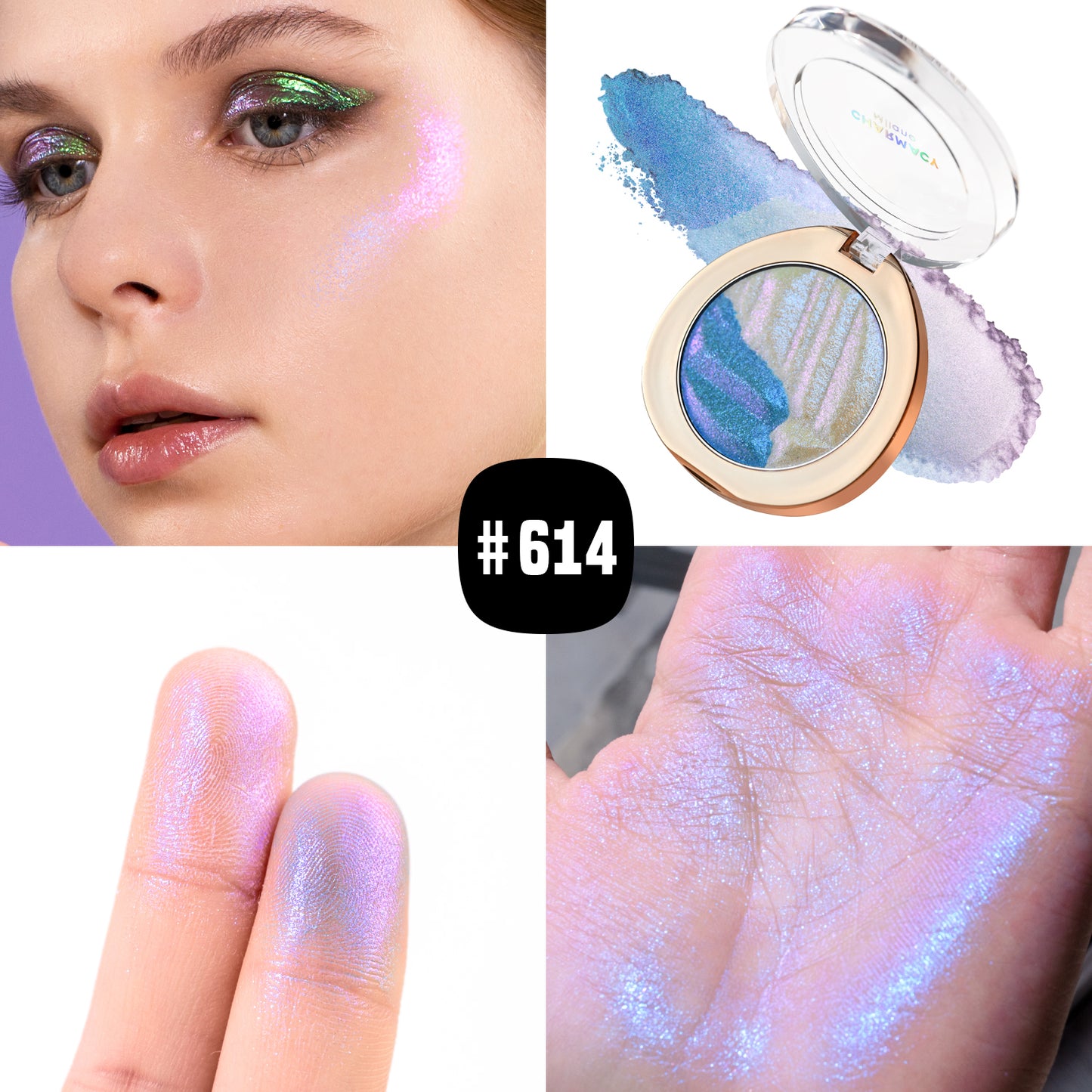 Duochrome Highlighter Pigment, Glitter Long-lasting Multichrome, Professional Makeup Cosmetic for Women