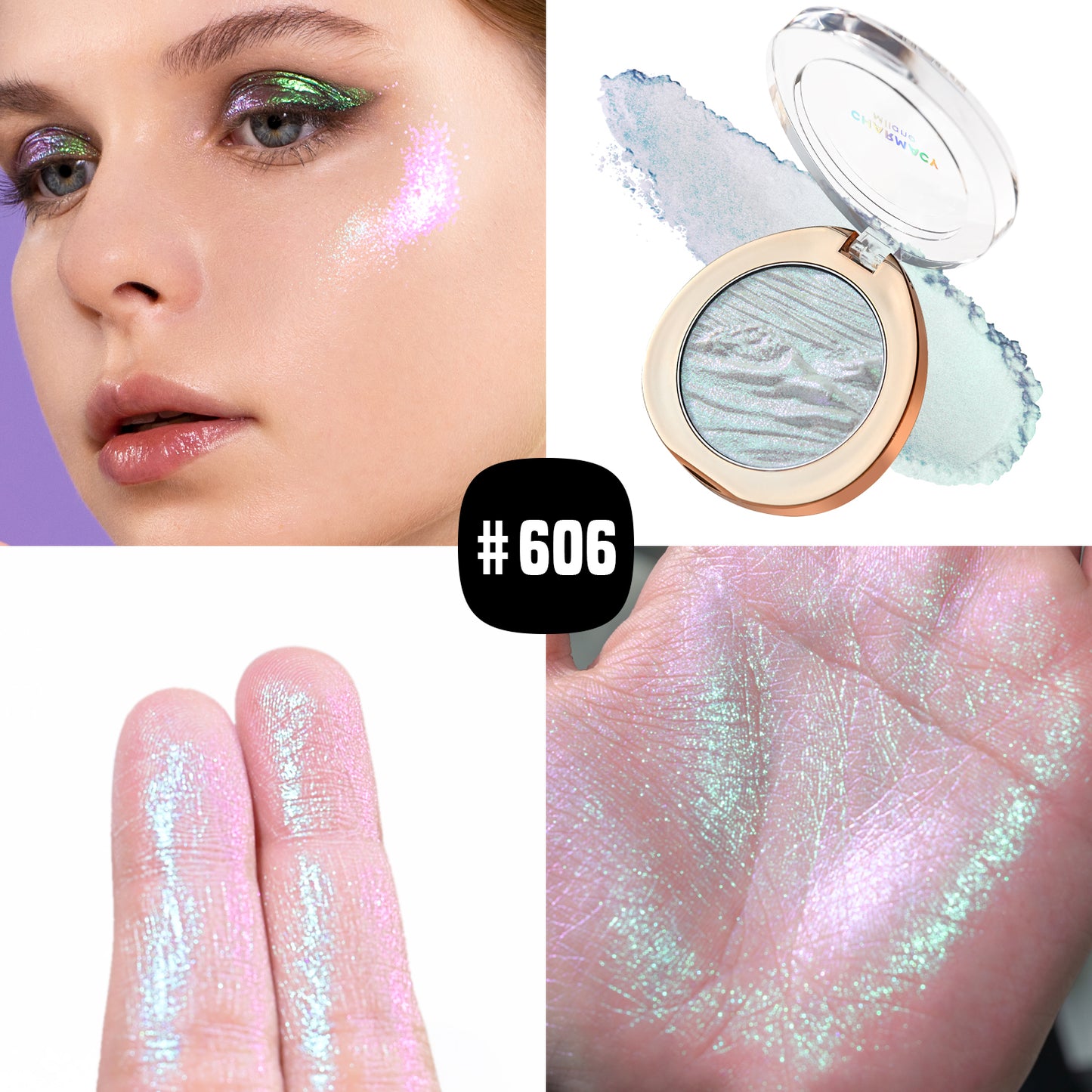 Duochrome Highlighter Pigment, Glitter Long-lasting Multichrome, Professional Makeup Cosmetic for Women