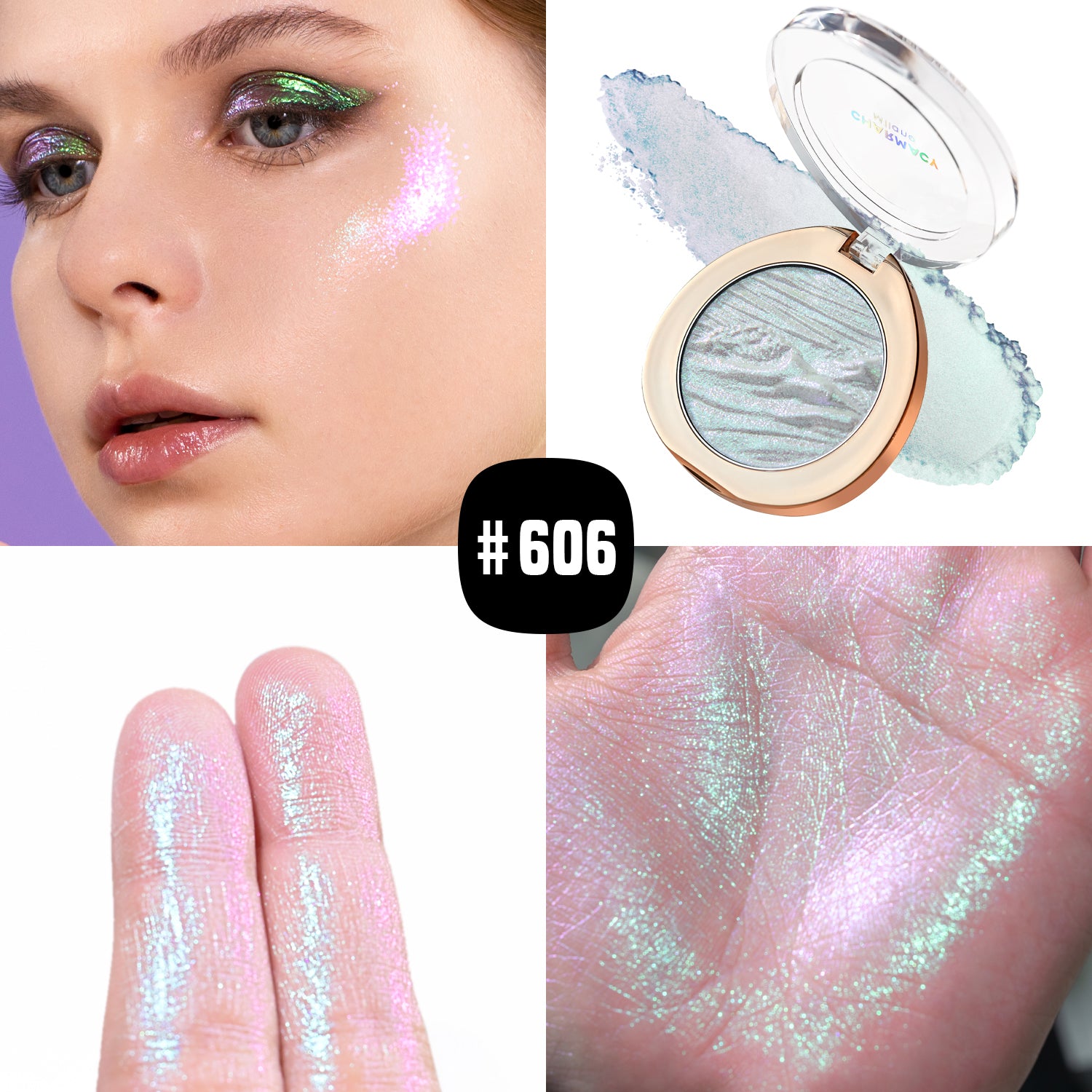 Duochrome Highlighter Pigment, Glitter Long-lasting Multichrome, Professional Makeup Cosmetic for Women