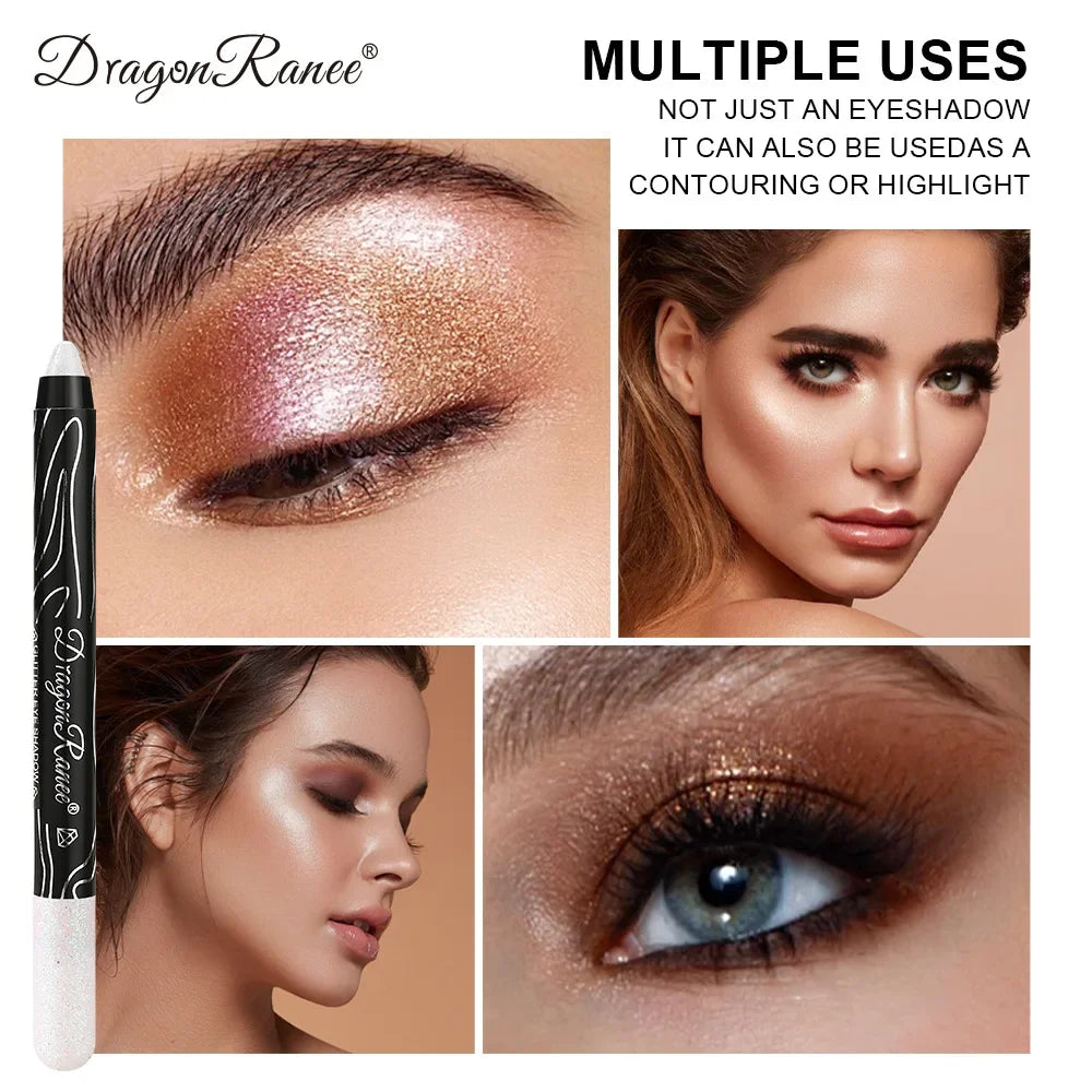 Glitter Metallic Purple Eyeshadow Pencil, Silkworm Liner Pen Highlighter, Long Lasting Gold Blue Cream Eye Shadow Stick