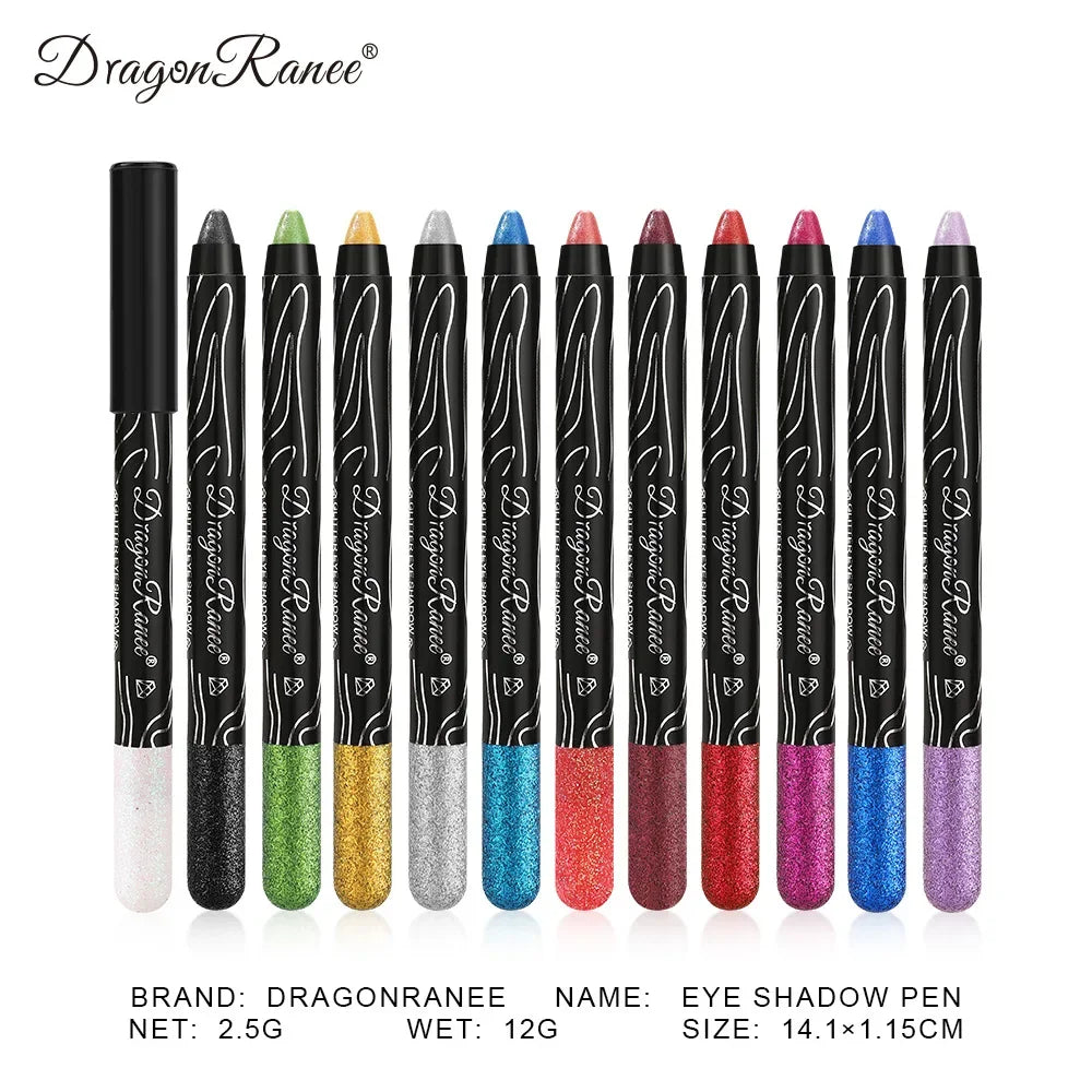 Glitter Metallic Purple Eyeshadow Pencil, Silkworm Liner Pen Highlighter, Long Lasting Gold Blue Cream Eye Shadow Stick