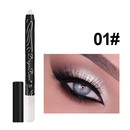 Glitter Metallic Purple Eyeshadow Pencil, Silkworm Liner Pen Highlighter, Long Lasting Gold Blue Cream Eye Shadow Stick