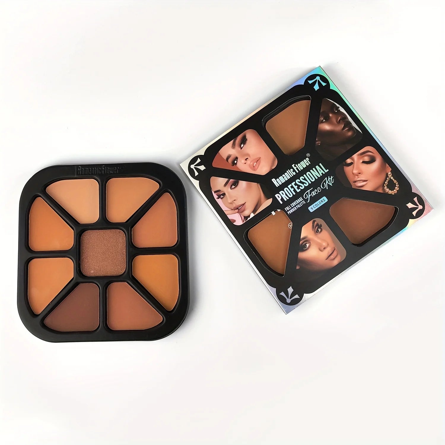 Matte 9 Colors Finishing Powder Palette, Natural Highlighting Makeup, Waterproof Sweatproof Concealer Beauty Cosmetics