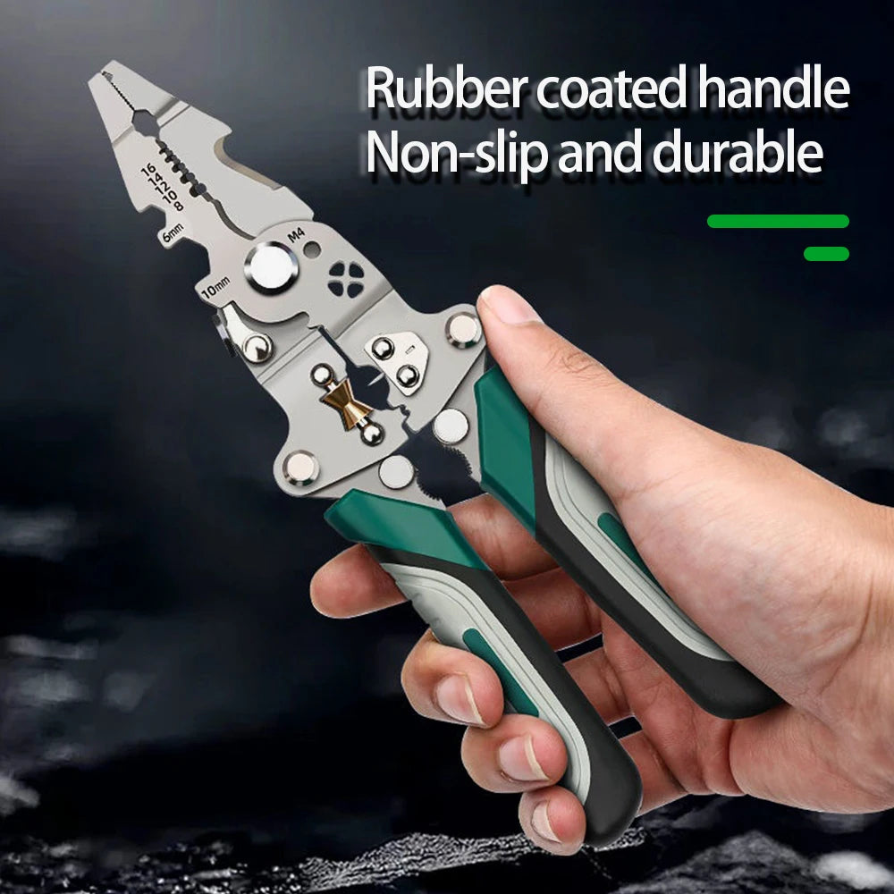 Foldable Wire Stripper, Pulley Design Multi Function Electrician Tool, Wire Splitter, Wire Winding, Pliers Crimping Tool