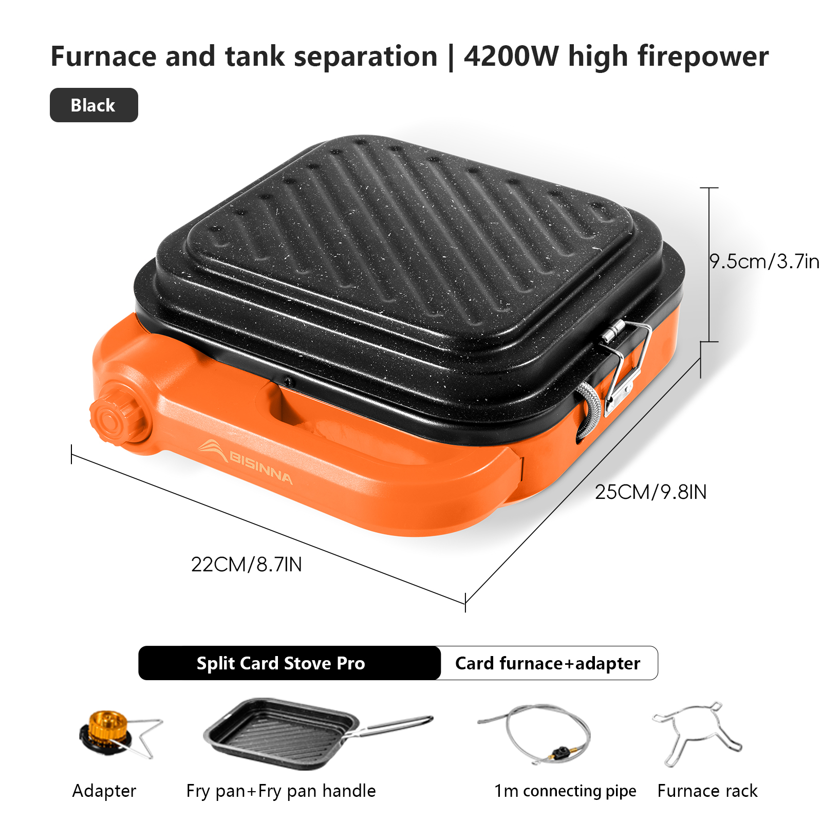 Portable BISINNA Camping Gas Stove High Firepower Split Cassette Furnace Outdoor Gas Burner for BBQ, Hiking, Picnic