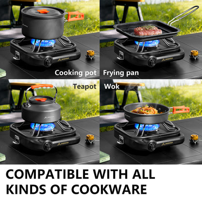 Portable BISINNA Camping Gas Stove High Firepower Split Cassette Furnace Outdoor Gas Burner for BBQ, Hiking, Picnic