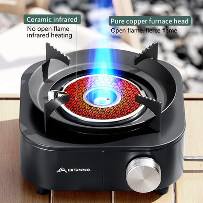 Portable BISINNA Infrared Stove High-Power Gas Burner Split Type Camping Stove Lightweight Outdoor Hiking Picnic Cooking