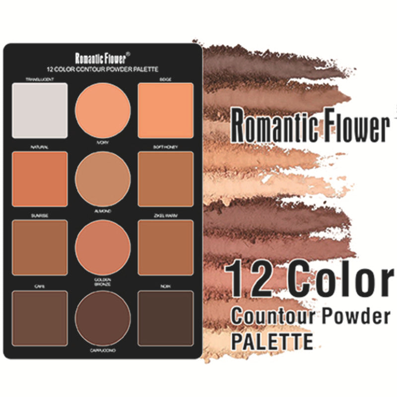 12 Colors Matte 3D Contour Highlight Brighten Women Cosmetics Pressed Powder Repair Tray Concealer  1