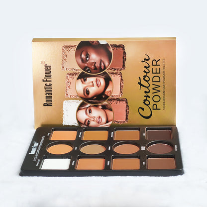 12 Colors Matte 3D Contour Highlight Brighten Women Cosmetics Pressed Powder Repair Tray Concealer  3