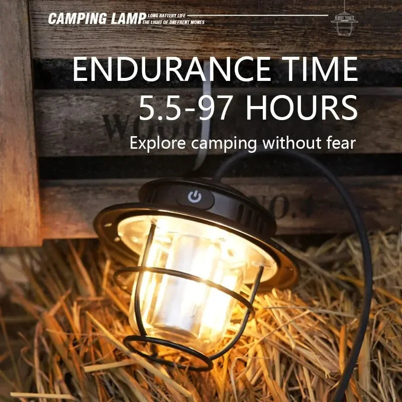 Waterproof Emergency Light Retro Portable Camping Lantern Stepless Dimmable Hanging Tent Lamp For O 4