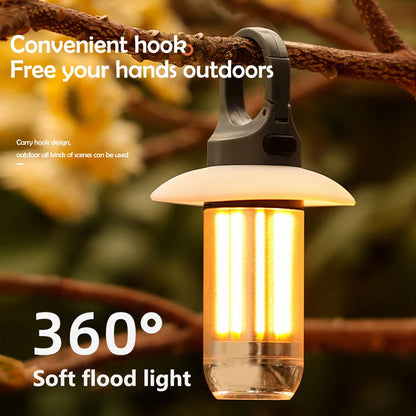LED Rechargeable Flashlight, Camping Lantern, Bright Portable, Waterproof Hiking, Fishing Outdoor Hanging Tent Lamp