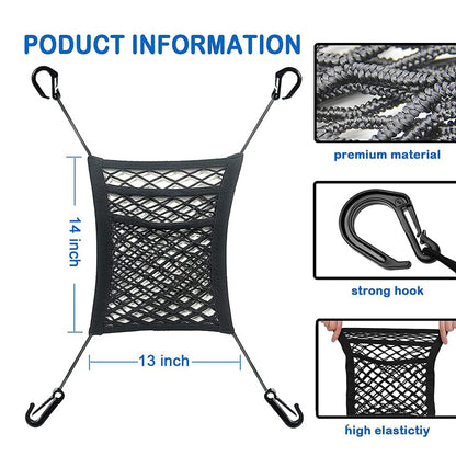 Stretchable Car Storage Net Bag Between Seats, Pet Barrier Divider & Elastic Mesh Bag Organizer for Auto Accessories