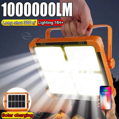Solar Rechargeable Camping Lantern, High Power Bank LED Tent Light, Powerful Magnet Flashlight, Repair Emergency Lamp