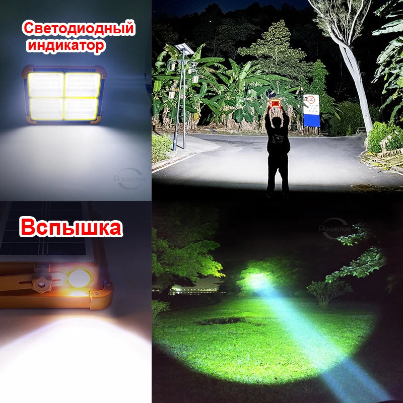 Solar Rechargeable Camping Lantern High Power Bank LED Tent Light Powerful Magnet Flashlight Repair 2