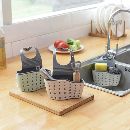 Multi-functional Double-layer Sink Hanging Bag Faucet Sponge Holder Basket Kitchen Rack & Storage Sink Accessories