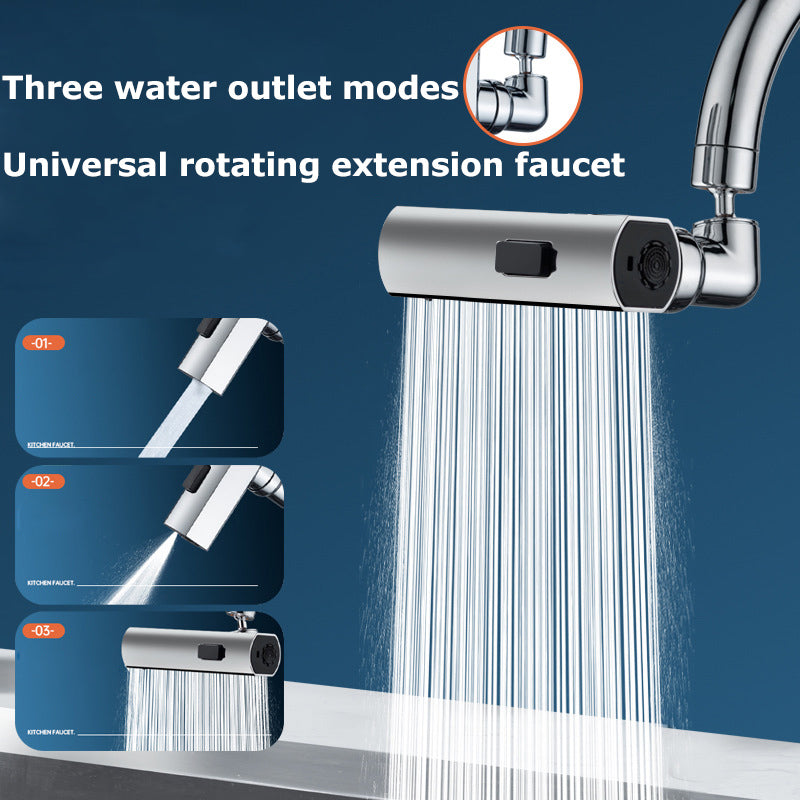 Universal Swivel Extension Faucet with Kitchen Waterfall Three-Mode Splash-Proof Nozzle, Multi-Function Sink Tap