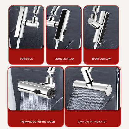 Universal Swivel Extension Faucet with Kitchen Waterfall Three-Mode Splash-Proof Nozzle, Multi-Function Sink Tap