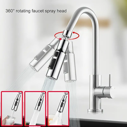 Universal Swivel Extension Faucet with Kitchen Waterfall Three-Mode Splash-Proof Nozzle, Multi-Function Sink Tap