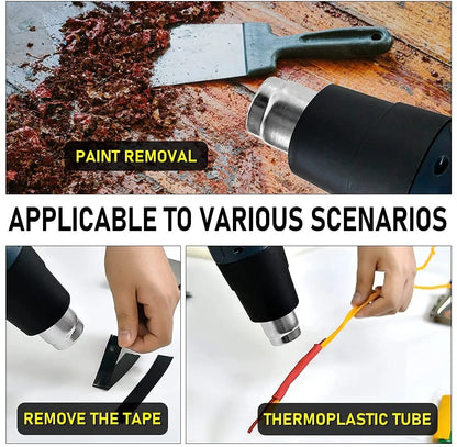 Heat Gun Professional Hot Air Gun Adjustable Temperature DIY Stripping Paint Shrinking PVC Home Rep 3