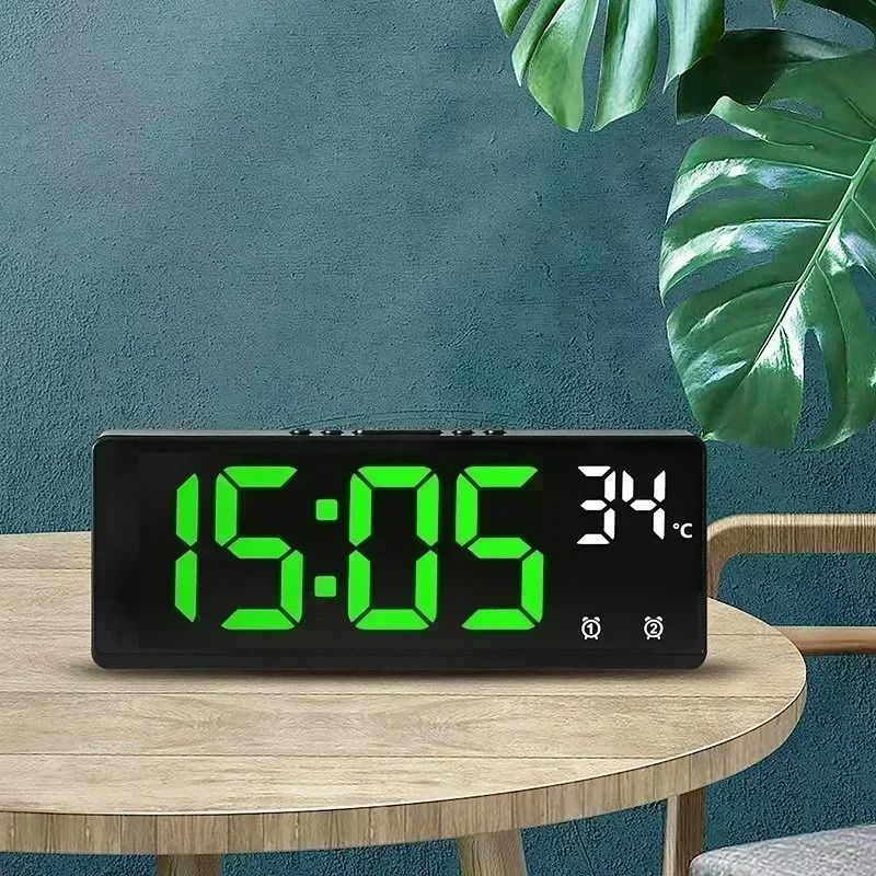 Voice Activated Digital Alarm Clock with Temperature Dual Alarm Snooze and Night Mode