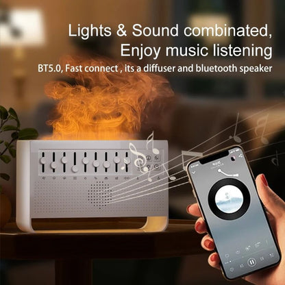 3-in-1 Flame Effect Aroma Diffuser Humidifier With White Noise And Bluetooth Speaker