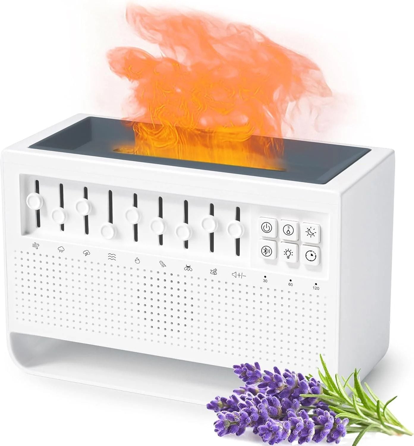 3in1 Flame Effect Aroma Diffuser Humidifier With White Noise And Bluetooth Speaker 2