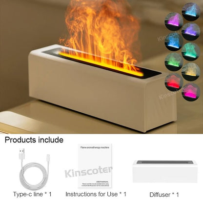 Flame Effect Essential Oil Diffuser With Ultrasonic Mist And Ambient Night Light 10