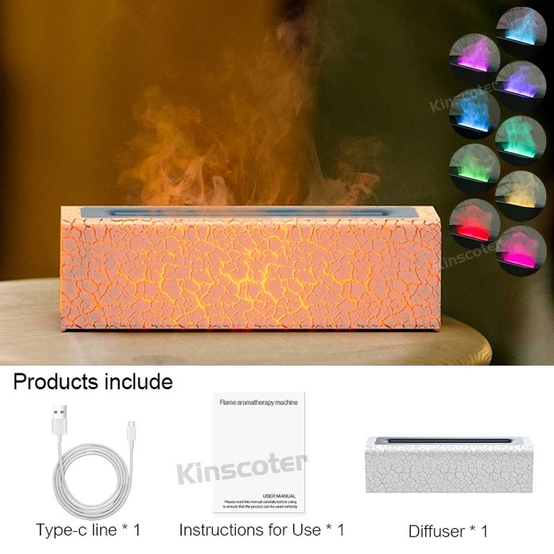 Flame Effect Essential Oil Diffuser With Ultrasonic Mist And Ambient Night Light 11