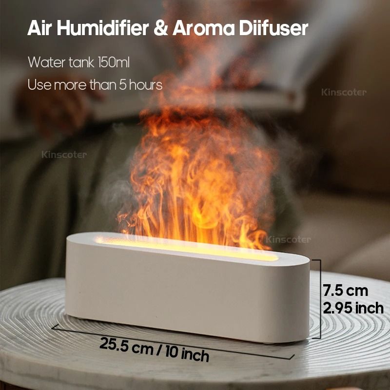 Flame Effect Essential Oil Diffuser With Ultrasonic Mist And Ambient Night Light 2